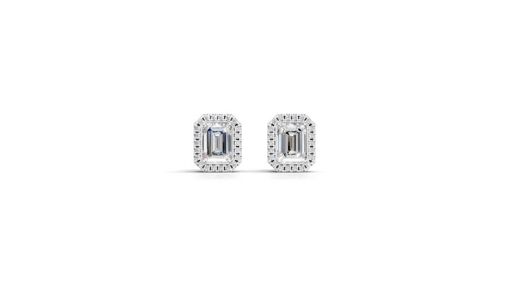 Aarinya Verdant Modernity Lab-Diamond Earrings, The Empress Lab-Grown Emerald-Cut Studs