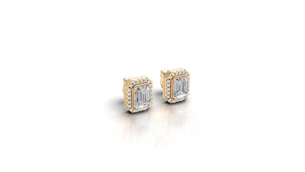 Aarinya Verdant Modernity Lab-Diamond Earrings, The Empress Lab-Grown Emerald-Cut Studs
