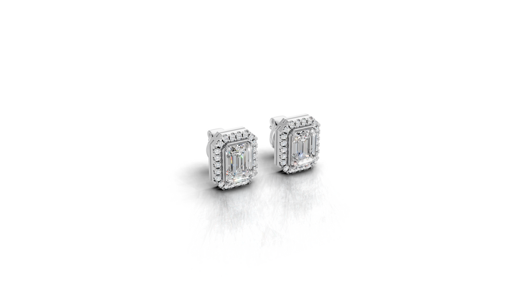 Aarinya Verdant Modernity Lab-Diamond Earrings, The Empress Lab-Grown Emerald-Cut Studs