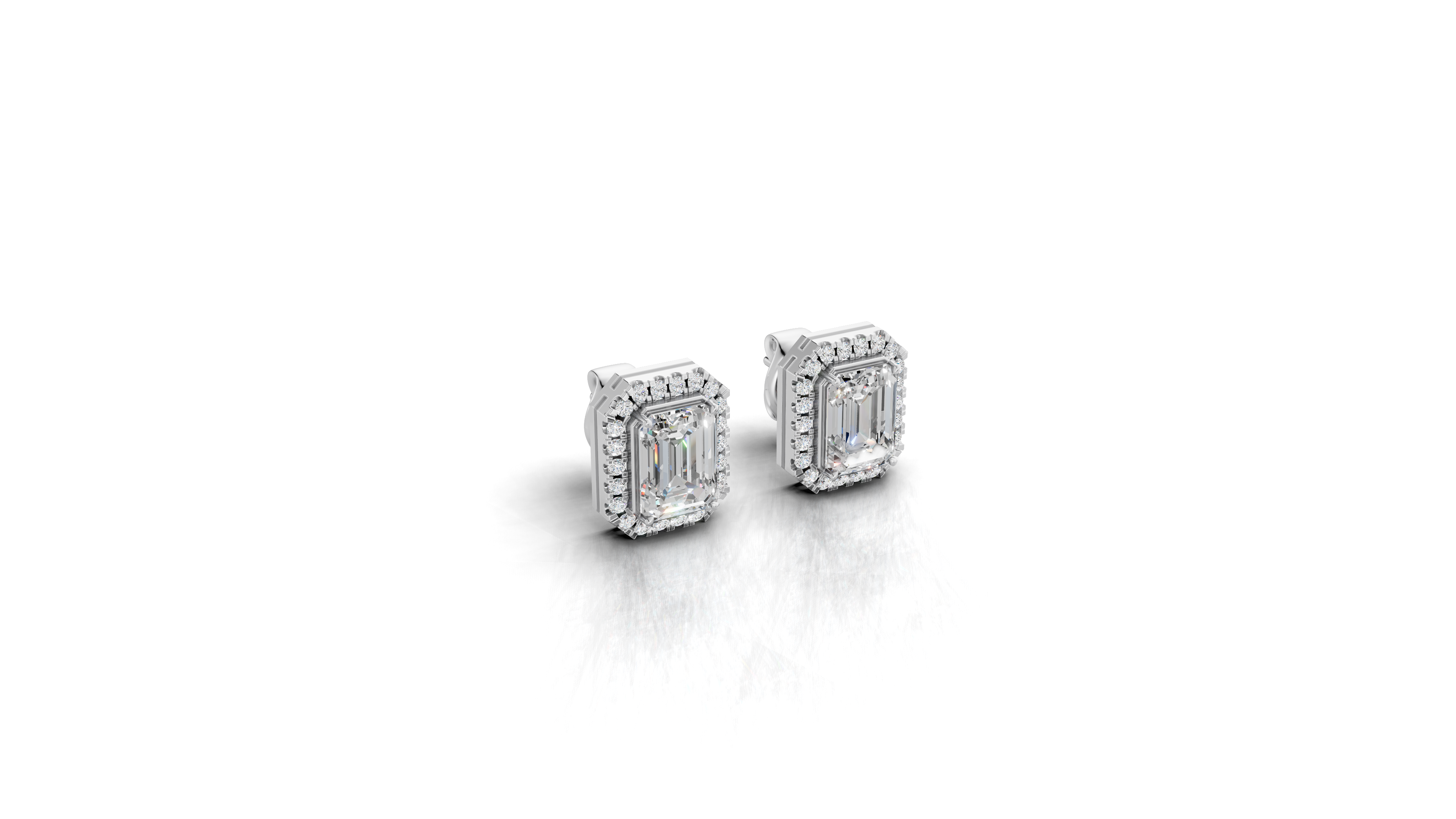 Aarinya Verdant Modernity Lab-Diamond Earrings, The Empress Lab-Grown Emerald-Cut Studs