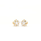 Aarinya Floral Crown Diamond Stud Earrings, he Centurion Minimalist Petal-Prong Rosetta Ear Post