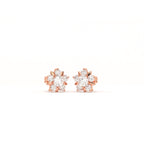 Aarinya Floral Crown Diamond Stud Earrings, he Centurion Minimalist Petal-Prong Rosetta Ear Post