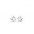 Aarinya Floral Crown Diamond Stud Earrings, he Centurion Minimalist Petal-Prong Rosetta Ear Post