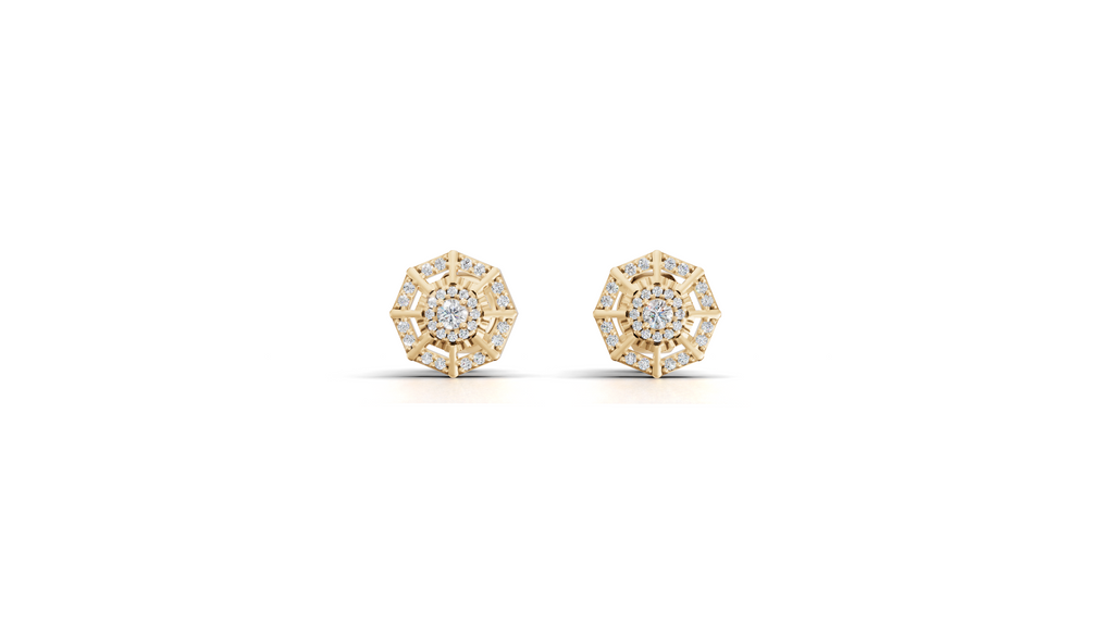 Aarinya Stella Web Lab-Diamond Tops Earrings, The Empress Octagon Lab-Grown Diamond Tops Earrings