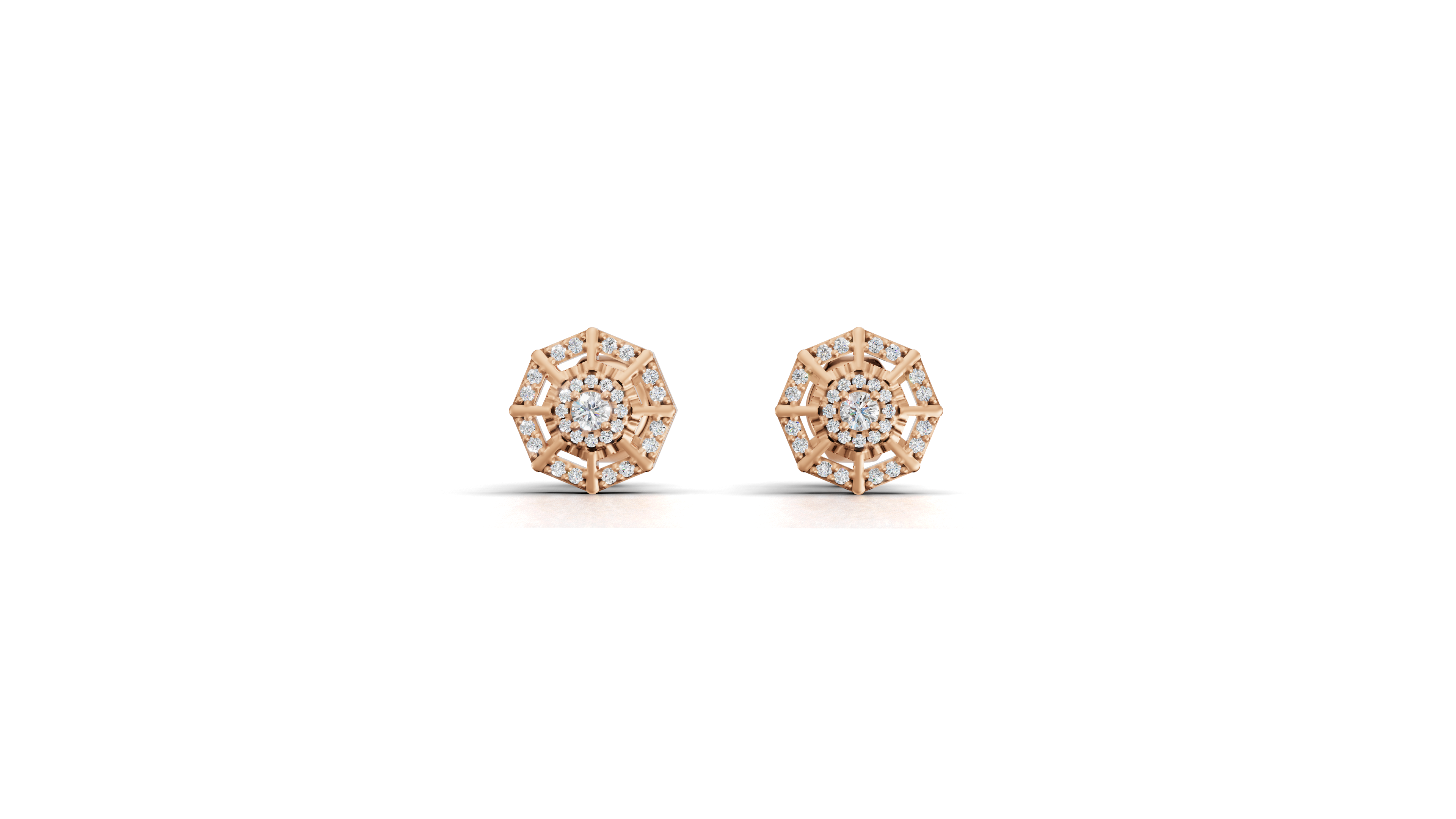 Aarinya Stella Web Lab-Diamond Tops Earrings, The Empress Octagon Lab-Grown Diamond Tops Earrings