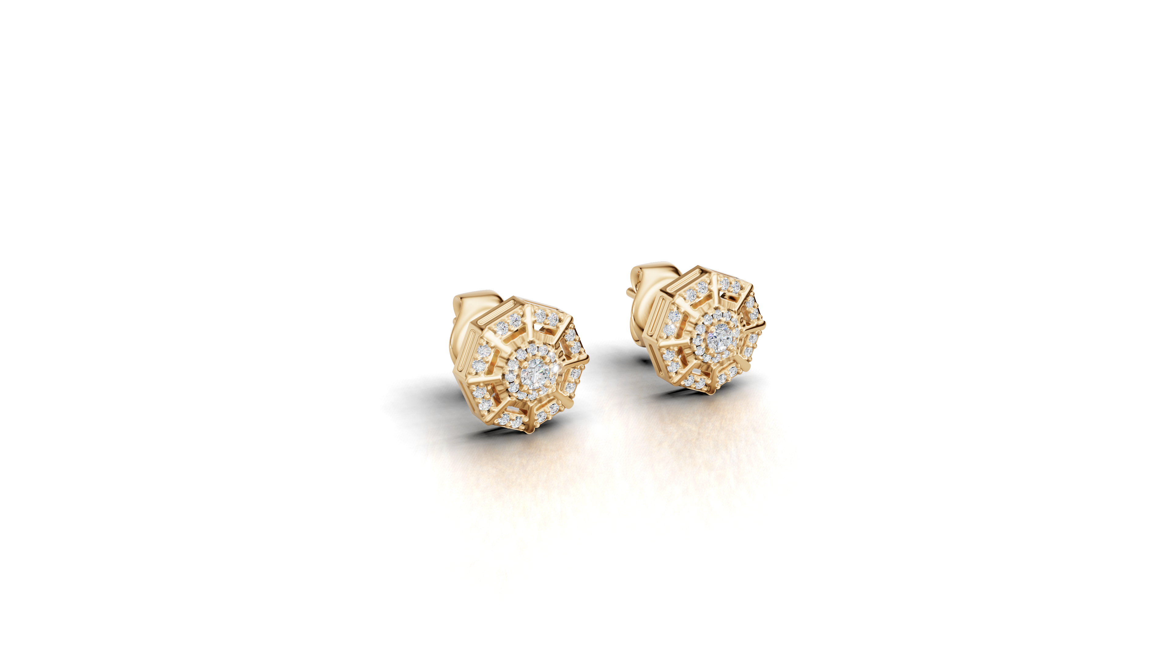 Aarinya Stella Web Lab-Diamond Tops Earrings, The Empress Octagon Lab-Grown Diamond Tops Earrings