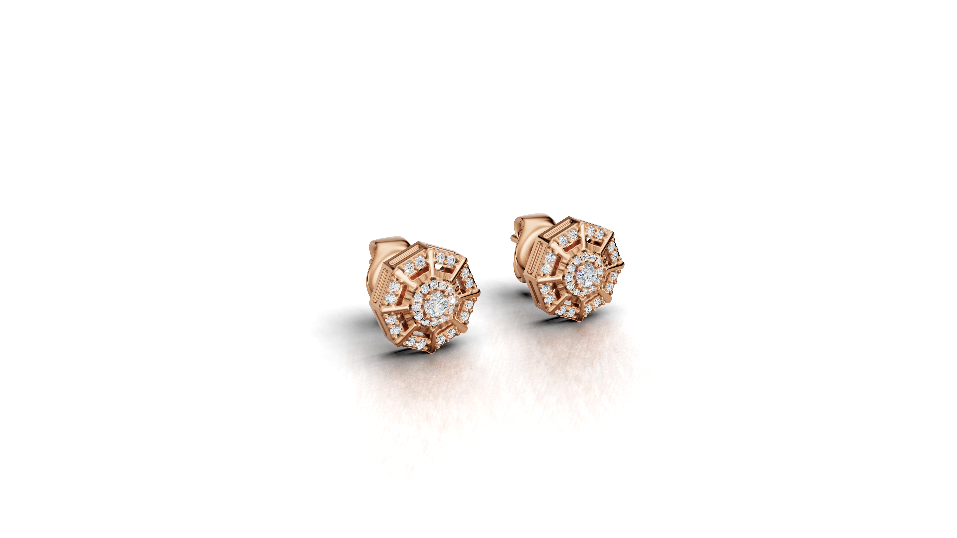 Aarinya Stella Web Lab-Diamond Tops Earrings, The Empress Octagon Lab-Grown Diamond Tops Earrings