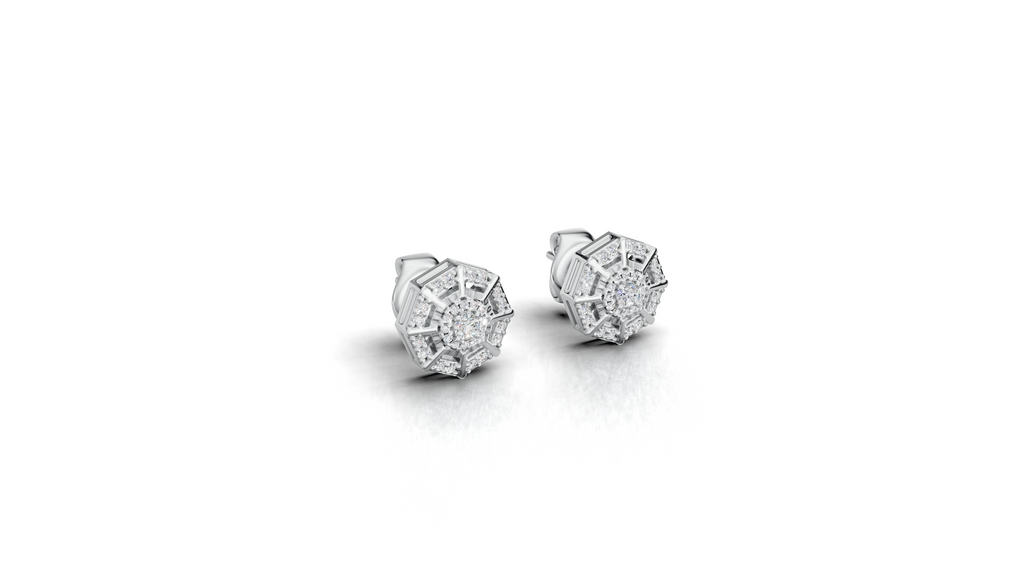 Aarinya Stella Web Lab-Diamond Tops Earrings, The Empress Octagon Lab-Grown Diamond Tops Earrings