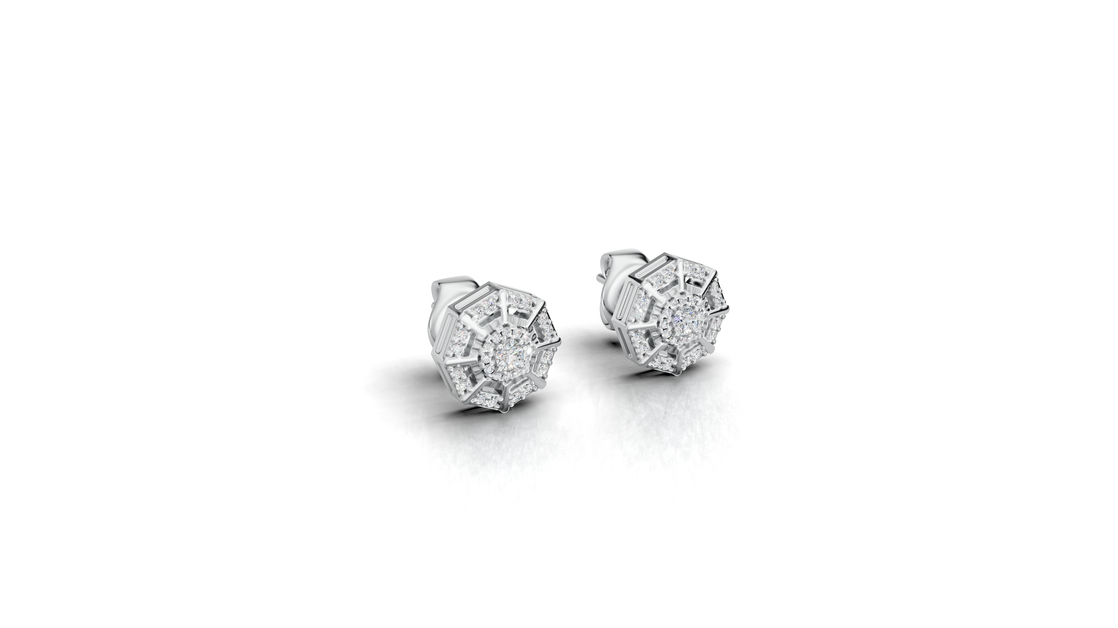 Aarinya Stella Web Lab-Diamond Tops Earrings, The Empress Octagon Lab-Grown Diamond Tops Earrings