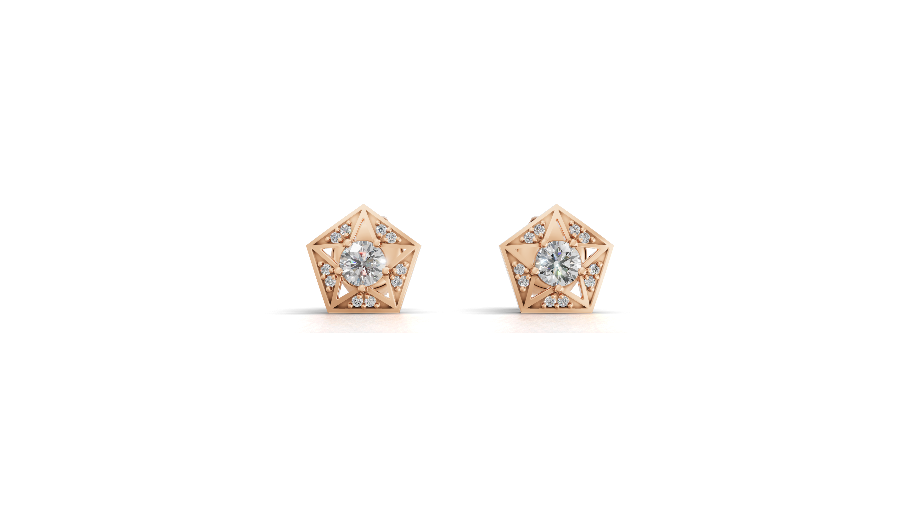 Aarinya Pentas Star Lab-Grown Diamond Tops Earrings, Astra Pentagon Studs Earrings