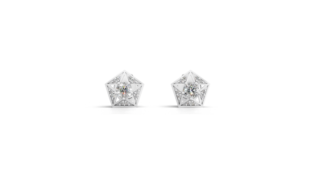 Aarinya Pentas Star Lab-Grown Diamond Tops Earrings, Astra Pentagon Studs Earrings