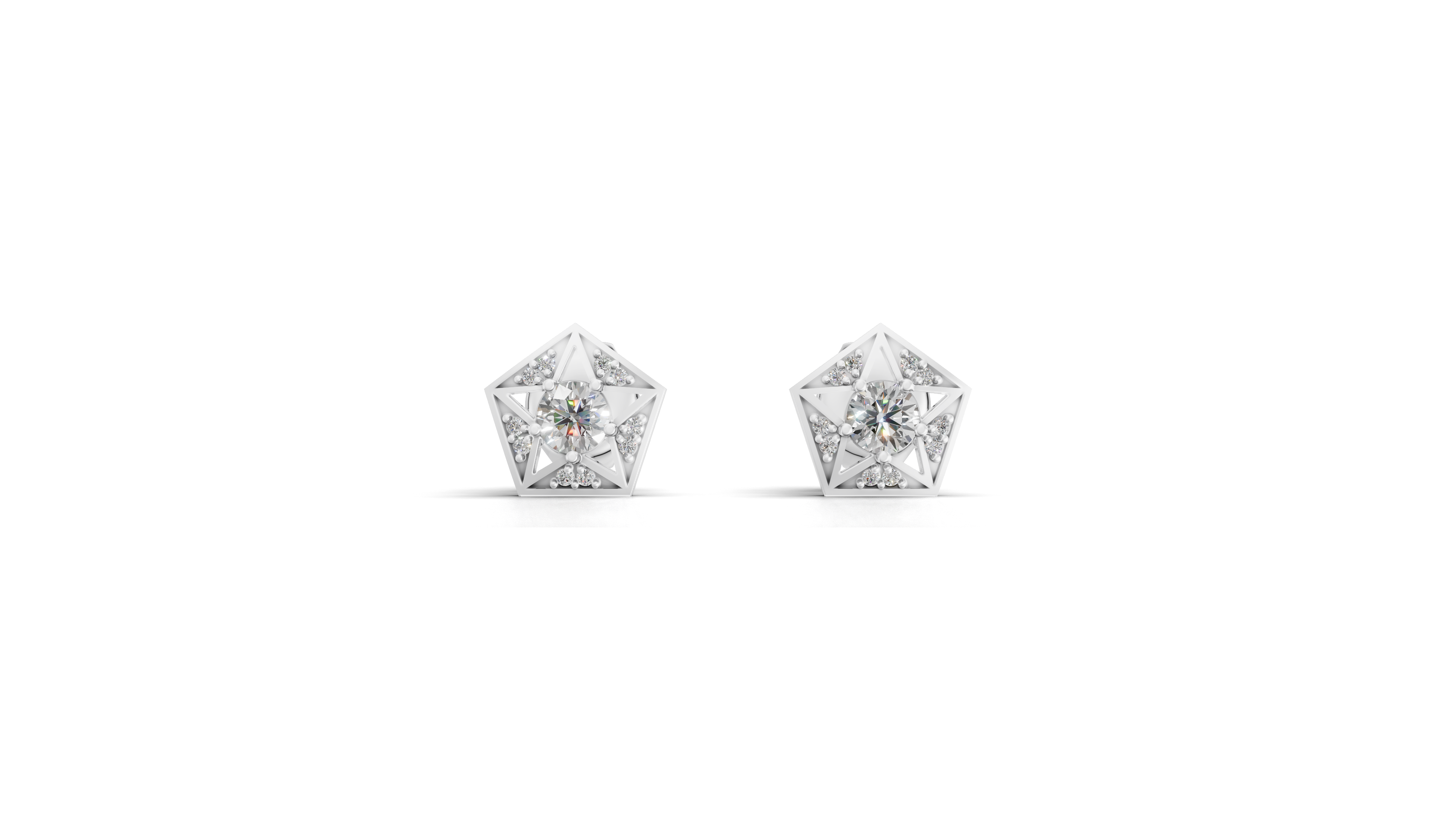 Aarinya Pentas Star Lab-Grown Diamond Tops Earrings, Astra Pentagon Studs Earrings