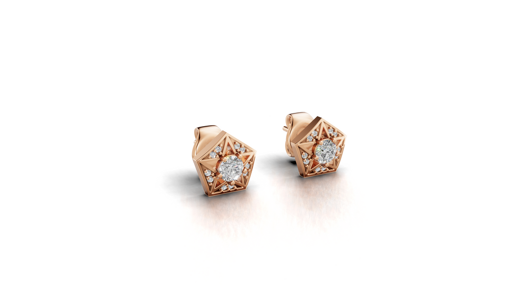 Aarinya Pentas Star Lab-Grown Diamond Tops Earrings, Astra Pentagon Studs Earrings