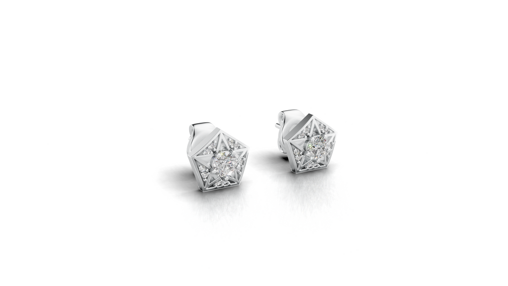 Aarinya Pentas Star Lab-Grown Diamond Tops Earrings, Astra Pentagon Studs Earrings