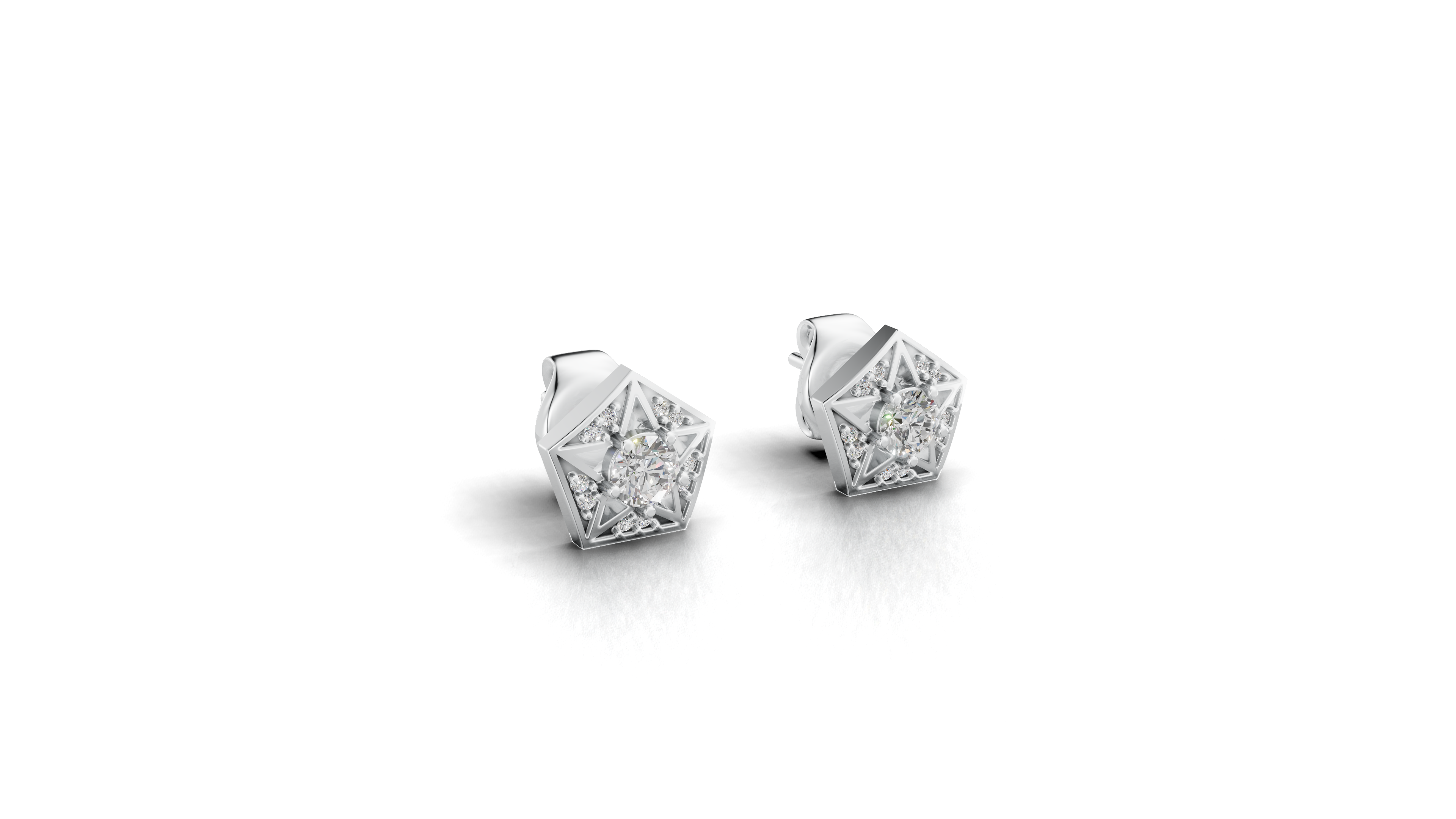 Aarinya Pentas Star Lab-Grown Diamond Tops Earrings, Astra Pentagon Studs Earrings