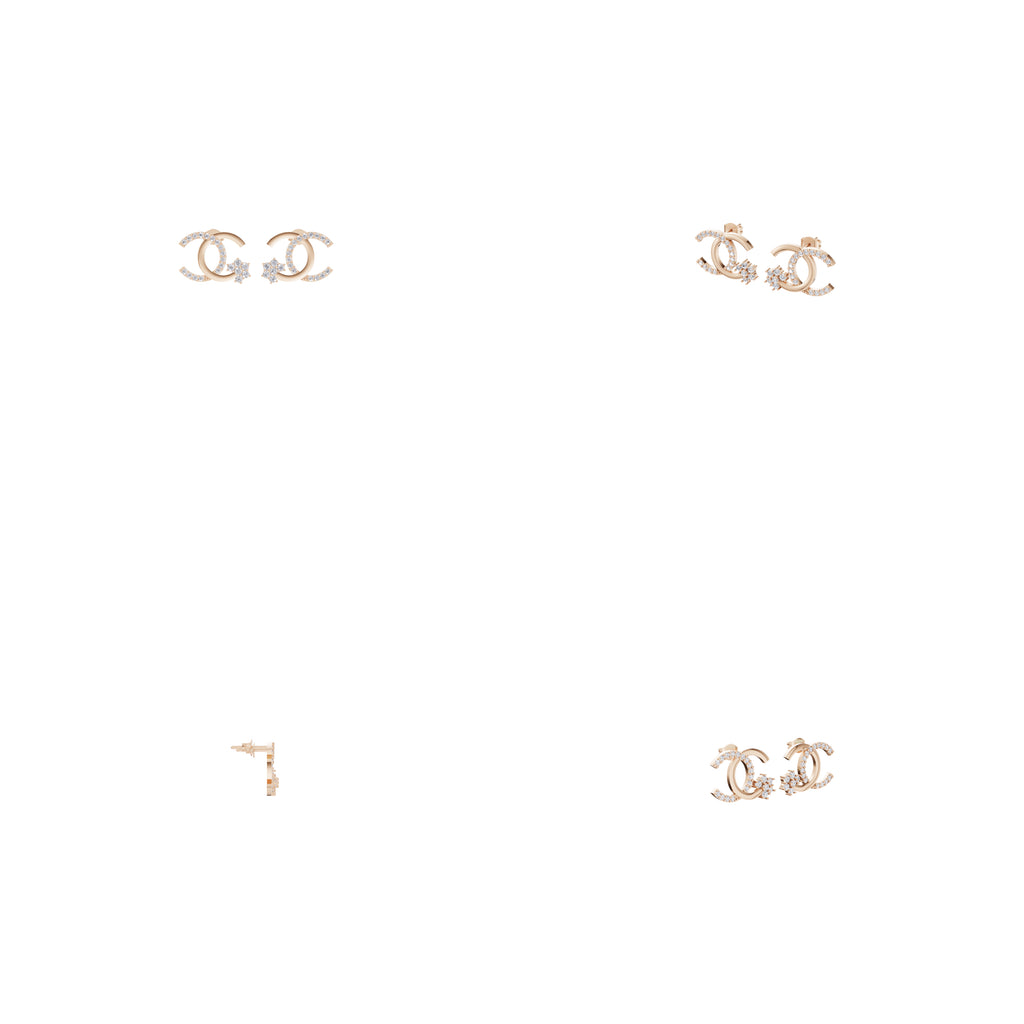 Aarinya Interlocking Arc Pave Diamond Tops Earrings