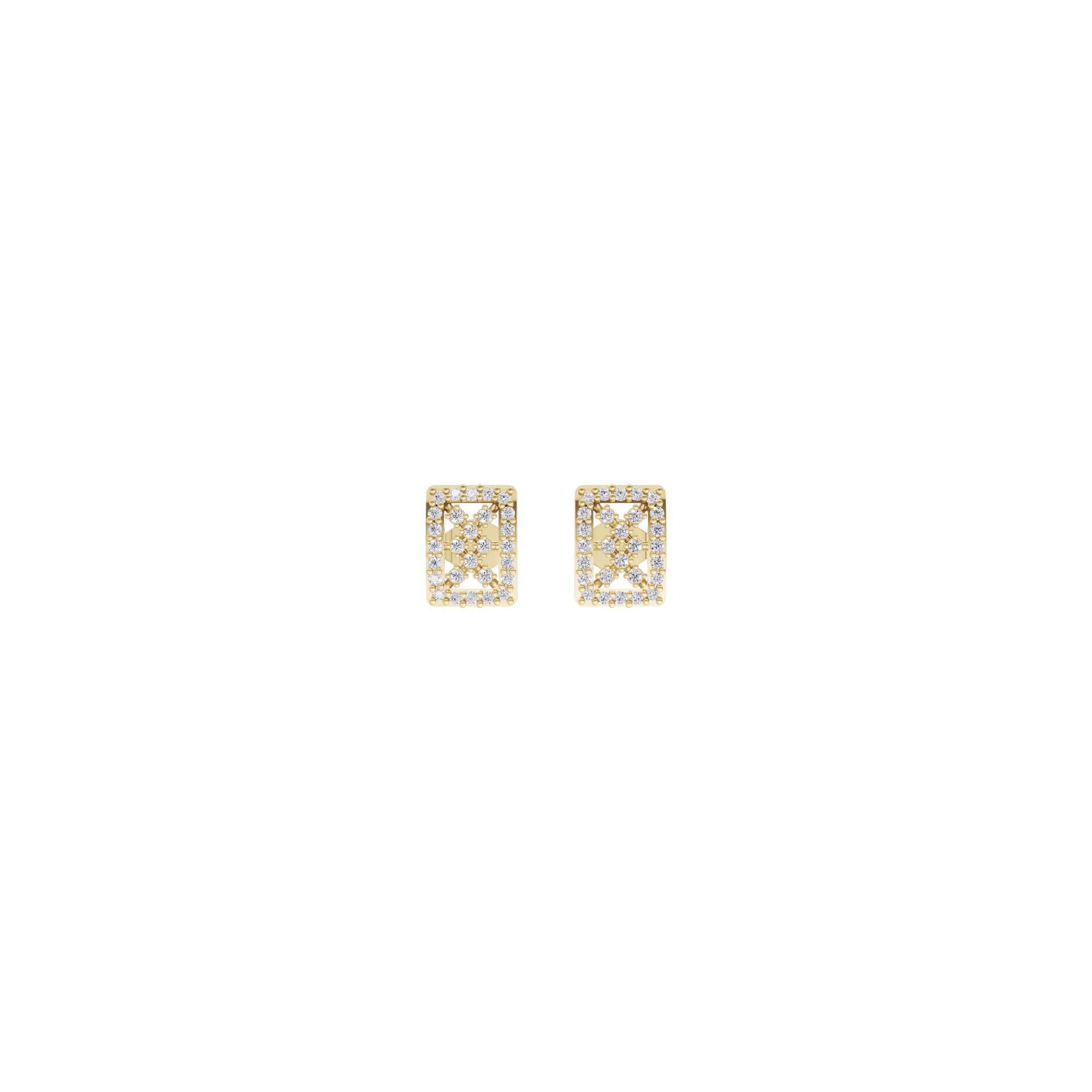 Aarinya Rectangular Openwork Lattice Diamond Stud Earrings
