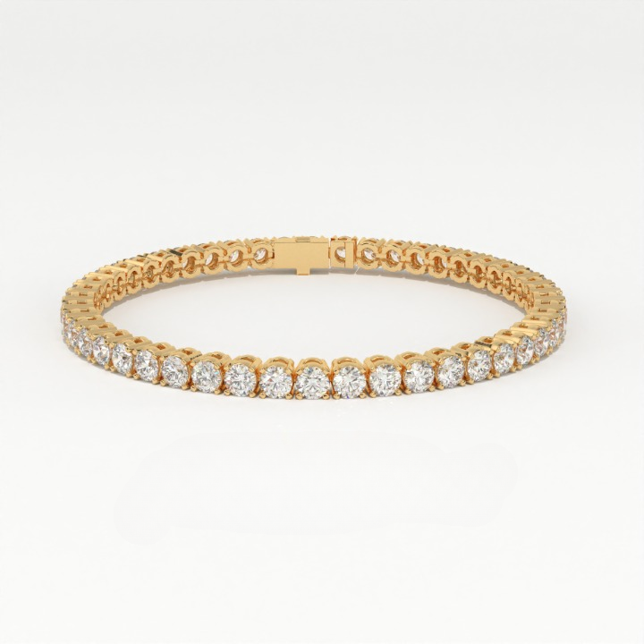 Aarinya Round Brilliant-Cut Lab-Grown Diamond Continuous Tennis Bracelet, The Centurion Minimalist Shared-Prong Collet Bracelet