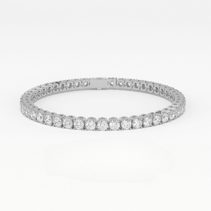 Aarinya Round Brilliant-Cut Lab-Grown Diamond Continuous Tennis Bracelet, The Centurion Minimalist Shared-Prong Collet Bracelet