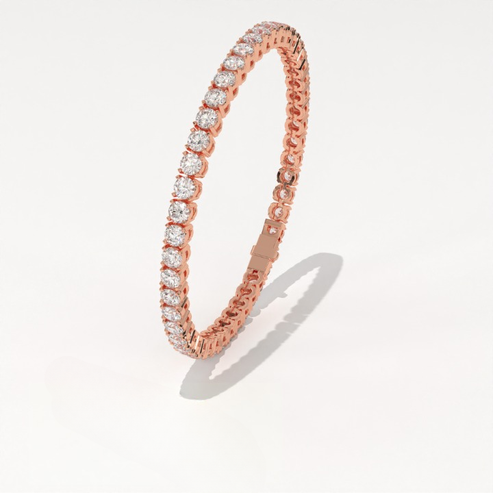 Aarinya Round Brilliant-Cut Lab-Grown Diamond Continuous Tennis Bracelet, The Centurion Minimalist Shared-Prong Collet Bracelet