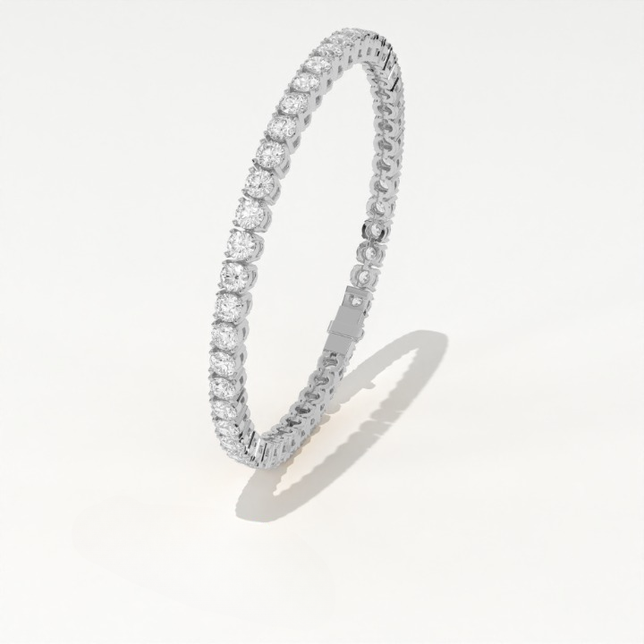Aarinya Round Brilliant-Cut Lab-Grown Diamond Continuous Tennis Bracelet, The Centurion Minimalist Shared-Prong Collet Bracelet
