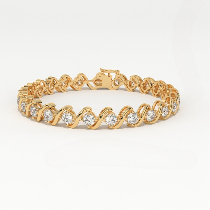 Aarinya Lab-Grown Diamond Wave-Link Eternity Tennis Bracelet, The Centurion Minimalist S-Scroll Interlocking Ribbon Bracelet