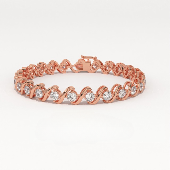 Aarinya Lab-Grown Diamond Wave-Link Eternity Tennis Bracelet, The Centurion Minimalist S-Scroll Interlocking Ribbon Bracelet