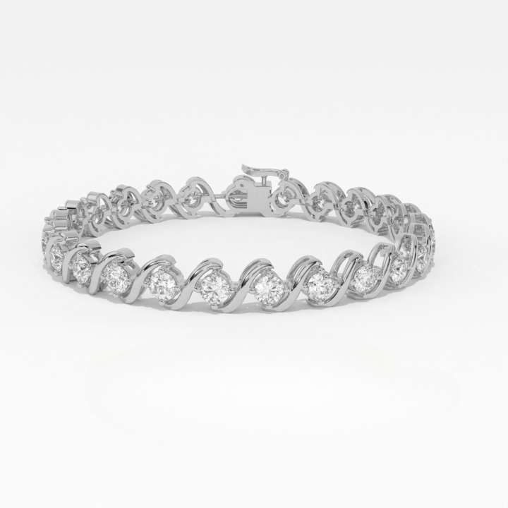 Aarinya Lab-Grown Diamond Wave-Link Eternity Tennis Bracelet, The Centurion Minimalist S-Scroll Interlocking Ribbon Bracelet