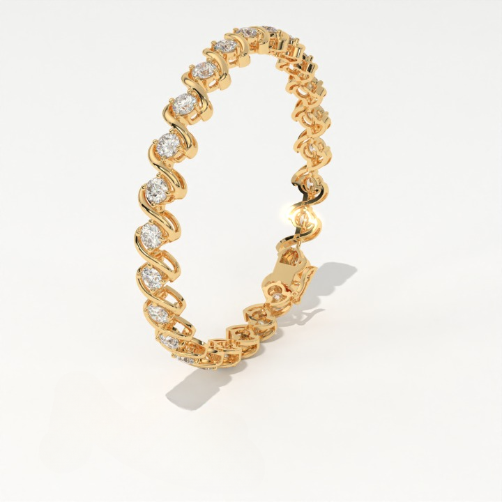 Aarinya Lab-Grown Diamond Wave-Link Eternity Tennis Bracelet, The Centurion Minimalist S-Scroll Interlocking Ribbon Bracelet
