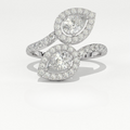 Aarinya  Toi et Moi Pear Diamond Ring, The Duet Pear Ring, The Twin Flame Infinite Ring, Rose Gold Double Pear Ring