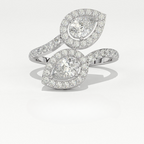 Aarinya  Toi et Moi Pear Diamond Ring, The Duet Pear Ring, The Twin Flame Infinite Ring, Rose Gold Double Pear Ring