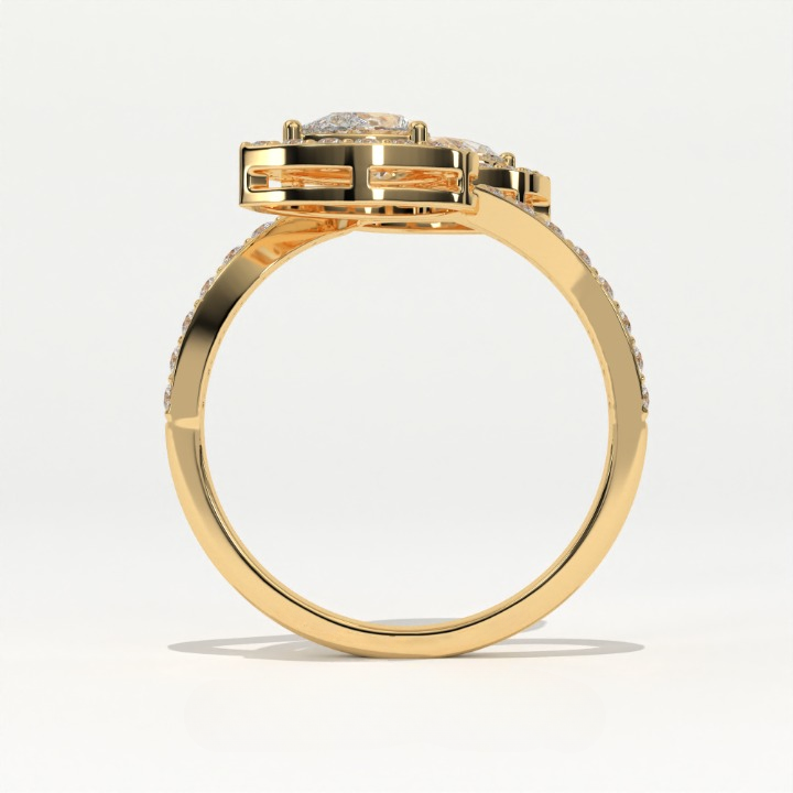 Aarinya  Toi et Moi Pear Diamond Ring, The Duet Pear Ring, The Twin Flame Infinite Ring, Rose Gold Double Pear Ring