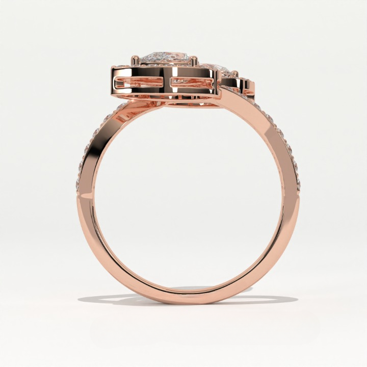 Aarinya  Toi et Moi Pear Diamond Ring, The Duet Pear Ring, The Twin Flame Infinite Ring, Rose Gold Double Pear Ring