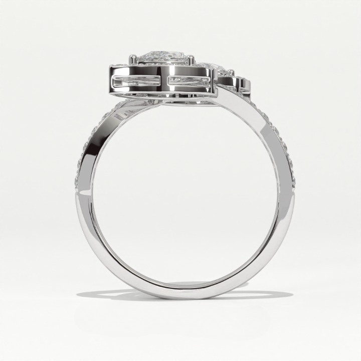 Aarinya  Toi et Moi Pear Diamond Ring, The Duet Pear Ring, The Twin Flame Infinite Ring, Rose Gold Double Pear Ring