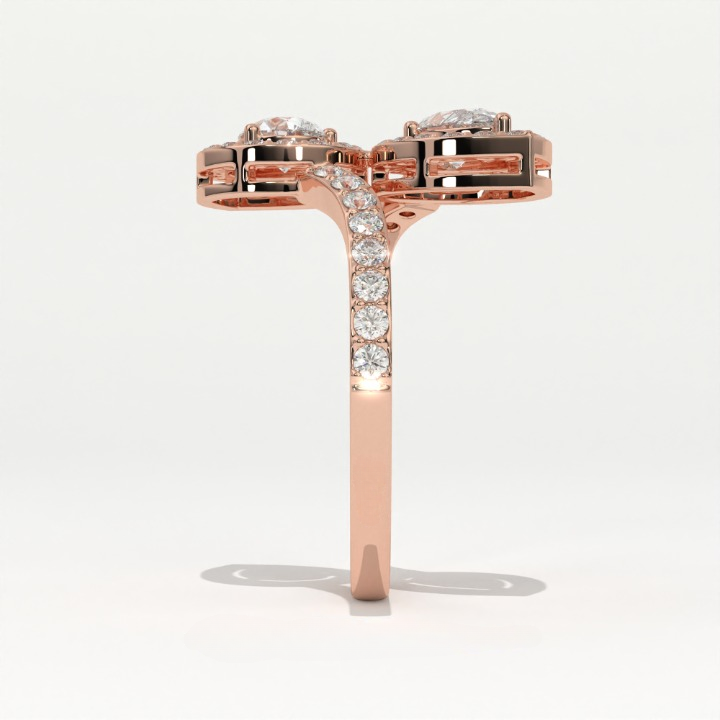 Aarinya  Toi et Moi Pear Diamond Ring, The Duet Pear Ring, The Twin Flame Infinite Ring, Rose Gold Double Pear Ring