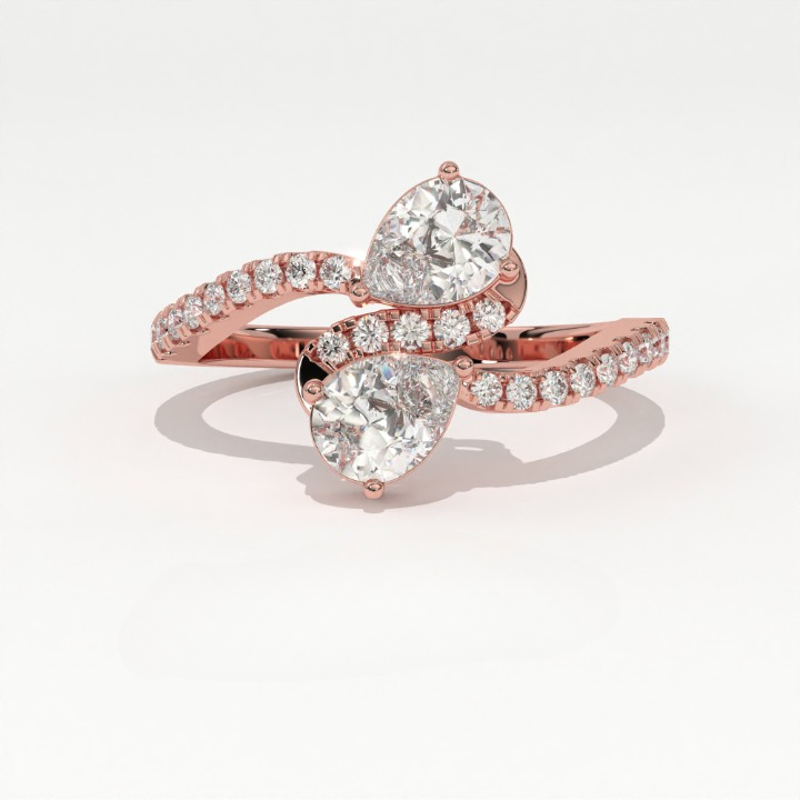 Aarinya Twin Pear Toi et Moi Diamond Ring, The Helix Asymmetric Dual-Pear Ring