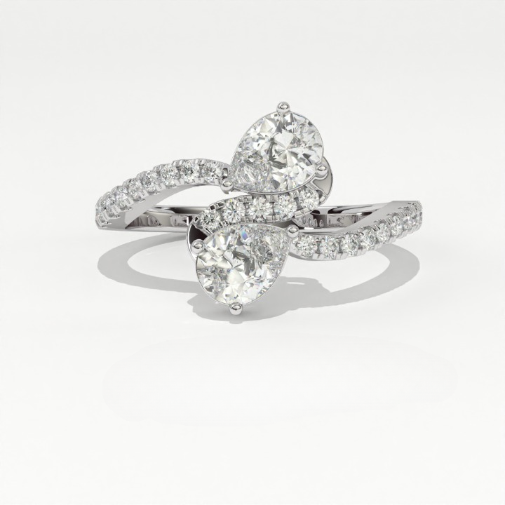 Aarinya Twin Pear Toi et Moi Diamond Ring, The Helix Asymmetric Dual-Pear Ring
