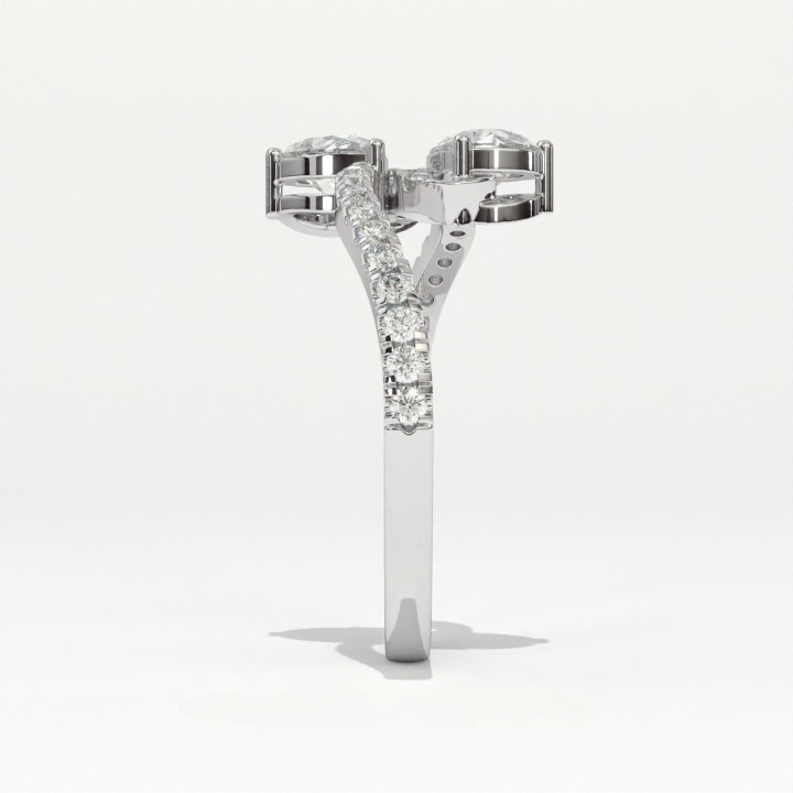Aarinya Twin Pear Toi et Moi Diamond Ring, The Helix Asymmetric Dual-Pear Ring