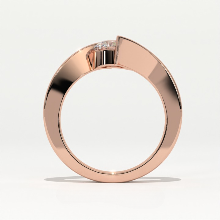 The Helix Architectural Solitiare Ring, The Vortex Clean Border Ring, Rose Gold Tension Set Engagement Ring