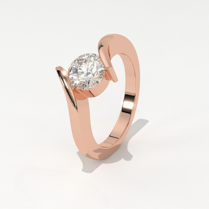 The Helix Architectural Solitiare Ring, The Vortex Clean Border Ring, Rose Gold Tension Set Engagement Ring