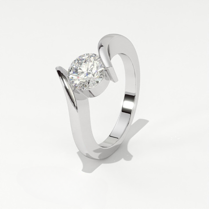 The Helix Architectural Solitiare Ring, The Vortex Clean Border Ring, Rose Gold Tension Set Engagement Ring