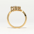Aarinya Pear & Princess Cut Toi et Moi Ring, The Paradigm Asymmetric Dual Ring, Rose Gold Mixed-Cut Toi et Moi