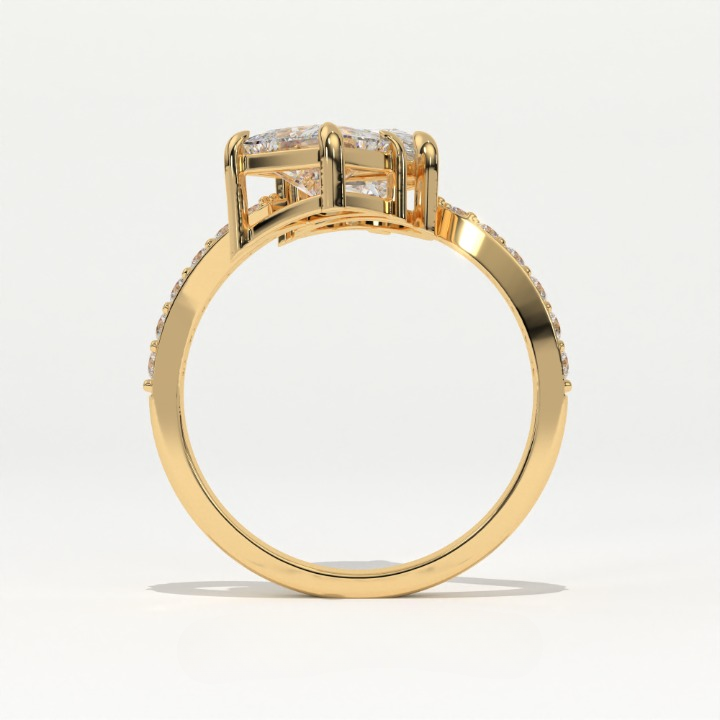 Aarinya Pear & Princess Cut Toi et Moi Ring, The Paradigm Asymmetric Dual Ring, Rose Gold Mixed-Cut Toi et Moi