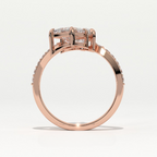 Aarinya Pear & Princess Cut Toi et Moi Ring, The Paradigm Asymmetric Dual Ring, Rose Gold Mixed-Cut Toi et Moi
