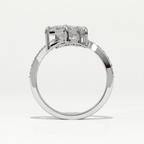 Aarinya Pear & Princess Cut Toi et Moi Ring, The Paradigm Asymmetric Dual Ring, Rose Gold Mixed-Cut Toi et Moi