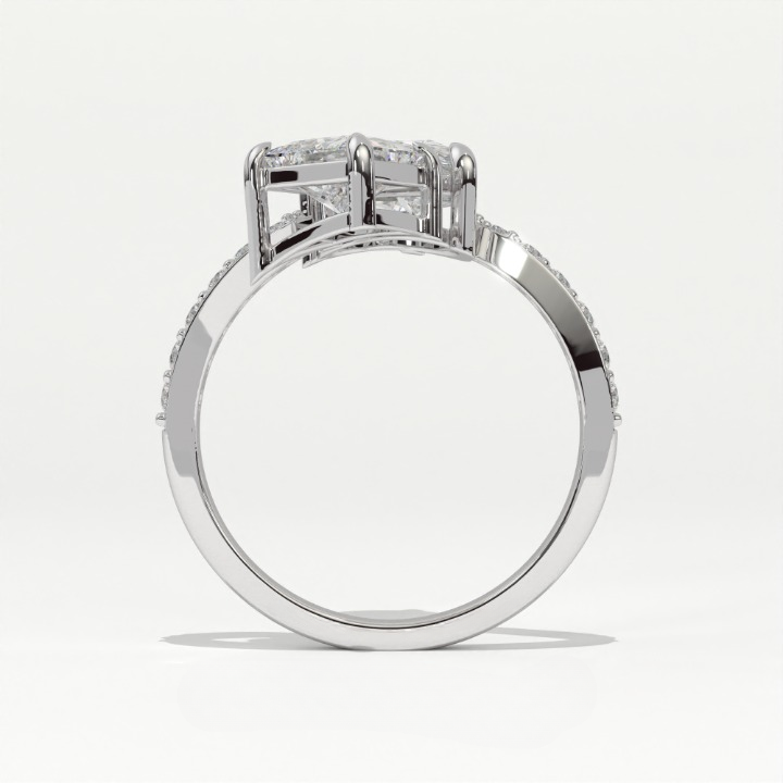 Aarinya Pear & Princess Cut Toi et Moi Ring, The Paradigm Asymmetric Dual Ring, Rose Gold Mixed-Cut Toi et Moi