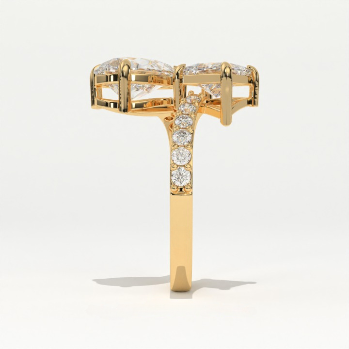 Aarinya Pear & Princess Cut Toi et Moi Ring, The Paradigm Asymmetric Dual Ring, Rose Gold Mixed-Cut Toi et Moi