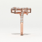 Aarinya Pear & Princess Cut Toi et Moi Ring, The Paradigm Asymmetric Dual Ring, Rose Gold Mixed-Cut Toi et Moi