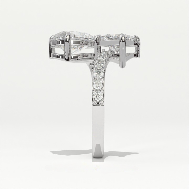 Aarinya Pear & Princess Cut Toi et Moi Ring, The Paradigm Asymmetric Dual Ring, Rose Gold Mixed-Cut Toi et Moi