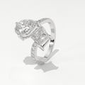 Aarinya Pear & Princess Cut Toi et Moi Ring, The Paradigm Asymmetric Dual Ring, Rose Gold Mixed-Cut Toi et Moi